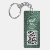 Green Glitzer QR Code Visitenkarte Ihr Logo Schlüsselanhänger (Vorderseite links)