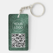 Green Glitzer QR Code Visitenkarte Ihr Logo Schlüsselanhänger (Rückseite)