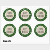 Green Glitzer & Rustic Kraft Holiday Sparkle Gefal Runder Aufkleber (Blatt)