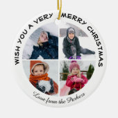 Green Glitzer Script 4 Foto Collage Weihnachten Keramik Ornament (Vorne)