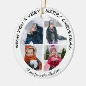 Green Glitzer Script 4 Foto Collage Weihnachten Keramik Ornament (Links)