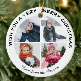 Green Glitzer Script 4 Foto Collage Weihnachten Keramik Ornament