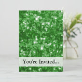 Green Glitzer Sequins Look Einladung (Stehend Vorderseite)