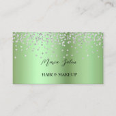 Green Glitzer Silver Aquarell Business Card Visitenkarte (Vorderseite)