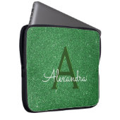 Green Glitzer & Sparkle Monogram Irish Laptopschutzhülle (Vorne Rechts)