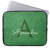 Green Glitzer & Sparkle Monogram Irish Laptopschutzhülle (Vorderseite)
