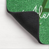 Green Glitzer & Sparkle Monogram Irish Mousepad (Ecke)