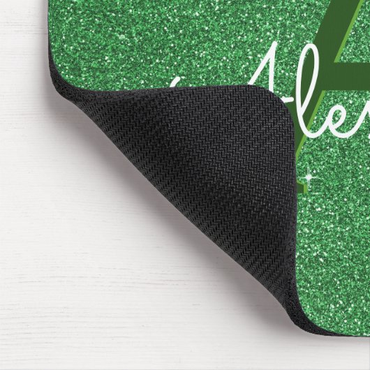 Green Glitzer & Sparkle Monogram Irish Mousepad (Ecke)