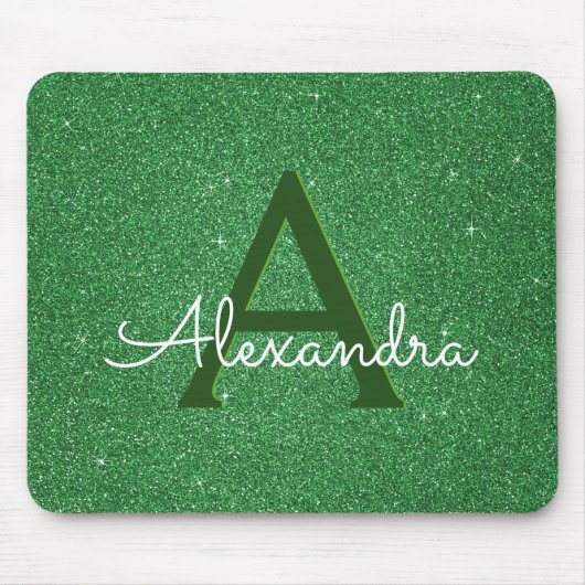 Green Glitzer & Sparkle Monogram Irish Mousepad (Vorne)