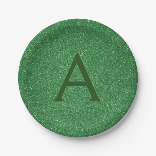 Green Glitzer & Sparkle Monogram Irish Pappteller (Vorderseite)