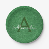 Green Glitzer & Sparkle Monogram Irish Pappteller (Vorderseite)