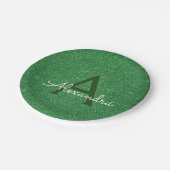 Green Glitzer & Sparkle Monogram Irish Pappteller (Schrägansicht)