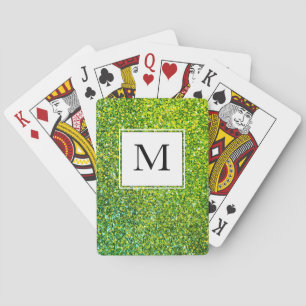 Green Glitzer Sparkle MONOGRAM Spielkarten