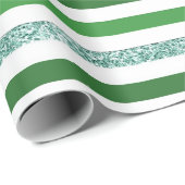 Green Glitzer Strip Holiday Geschenkpapier (Rolleneckpunkt)