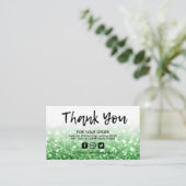 Green Glitzer Trendy Salon Vielen Dank Visitenkarte (Stehend Vorderseite)