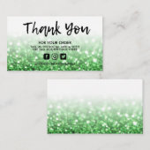 Green Glitzer Trendy Salon Vielen Dank Visitenkarte (Vorne/Hinten)
