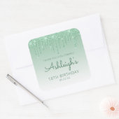 Green Glitzer Tropfen 18. Geburtstag Vielen Dank Quadratischer Aufkleber (Umschlag)