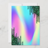 Green Glitzer Tropfen Holographic Balloon Sweet 16 Einladung (Rückseite)