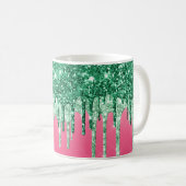 Green Glitzer Tropfen Pink Glam Trendy Fun Kaffeetasse (VorderseiteRechts)