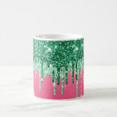 Green Glitzer Tropfen Pink Glam Trendy Fun Kaffeetasse (Mittel)