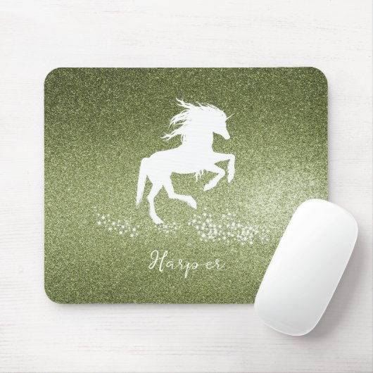 Green Glitzer Unicorn Mouse Pad Mousepad (Mit Mouse)