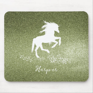 Green Glitzer Unicorn Mouse Pad Mousepad