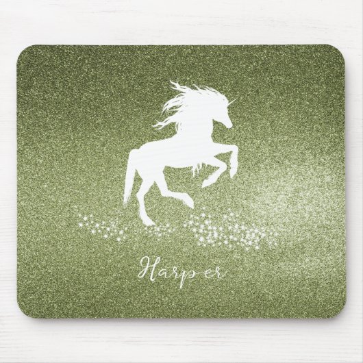 Green Glitzer Unicorn Mouse Pad Mousepad (Vorne)