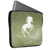 Green Glitzer Unicorn Notebook-Sieb Laptopschutzhülle (Vorne Rechts)