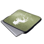 Green Glitzer Unicorn Notebook-Sieb Laptopschutzhülle (Vorne Knopf)