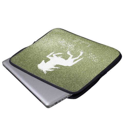 Green Glitzer Unicorn Notebook-Sieb Laptopschutzhülle (Vorne Knopf)