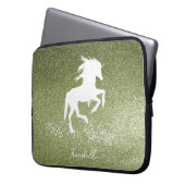 Green Glitzer Unicorn Notebook-Sieb Laptopschutzhülle (Vorderseite Links)