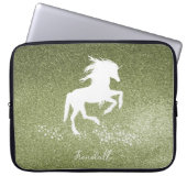 Green Glitzer Unicorn Notebook-Sieb Laptopschutzhülle (Vorderseite)