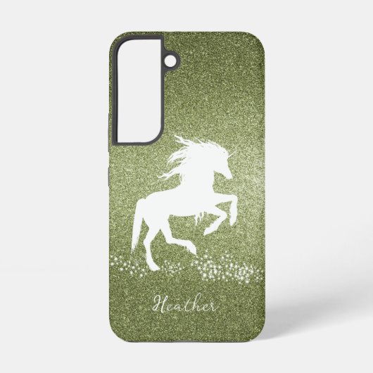 Green Glitzer Unicorn Samsung Galaxy Fall Hülle (Rückseite)
