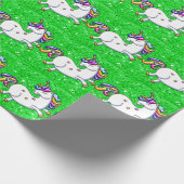 Green Glitzer Unicorns Geschenkpapier (Ecke)