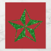 Green Glitzer Weihnachtsstar Weinetikett (Einzelnes Label)