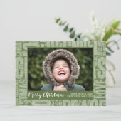 Green Glitzer Weihnachtswörter Weihnachtsfotokarte Feiertagskarte (Stehend Vorderseite)