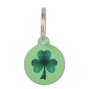 Green Glitzern Kleeblatt St. Patrick' Day Haustiermarke