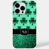 Green Glitzern Kleeblatt St. Patrick' Day Monogram Case-Mate iPhone Hülle (Rückseite)