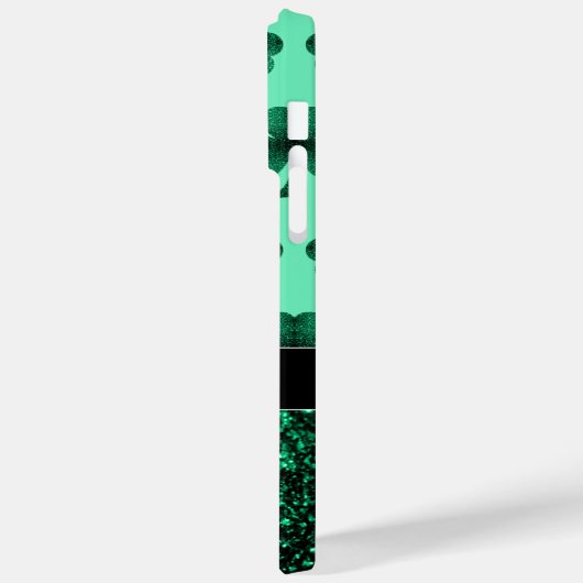 Green Glitzern Kleeblatt St. Patrick' Day Monogram Case-Mate iPhone Hülle (Rückseite / Links)