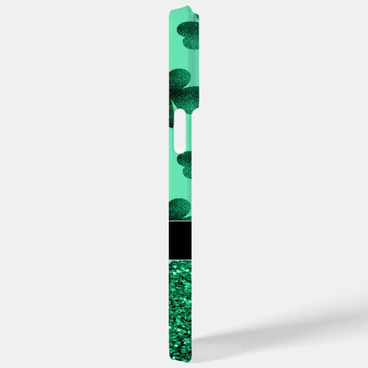 Green Glitzern Kleeblatt St. Patrick' Day Monogram Case-Mate iPhone Hülle (Rückseite / Rechts)