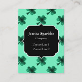 Green Glitzern Kleeblatt St. Patrick' Day Monogram Visitenkarte (Vorderseite)