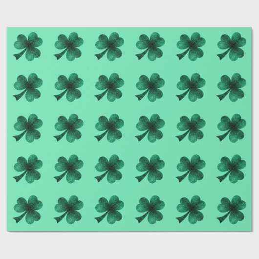 Green Glitzern Kleeblatt St Patrick' Day Muster Geschenkpapier (Flach)