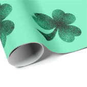 Green Glitzern Kleeblatt St Patrick' Day Muster Geschenkpapier (Rolleneckpunkt)