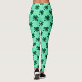 Green Glitzern Kleeblatt St Patrick' Day Muster Leggings (Rückseite)