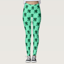 Green Glitzern Kleeblatt St Patrick' Day Muster Leggings