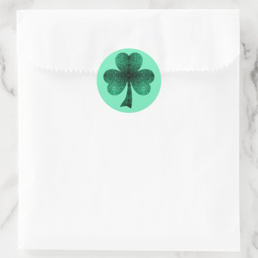 Green Glitzern Kleeblatt St Patrick'Day türkis Runder Aufkleber (Tasche)