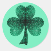 Green Glitzern Kleeblatt St Patrick'Day türkis Runder Aufkleber (Vorderseite)