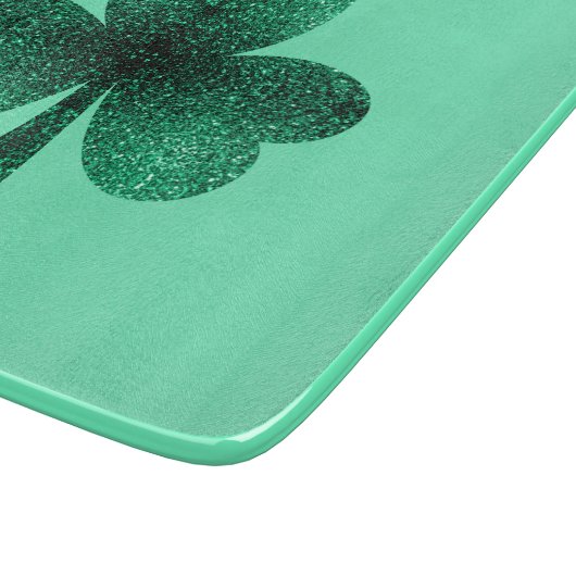 Green Glitzern Kleeblatt St Patrick'Day türkis Schneidebrett (Ecke)