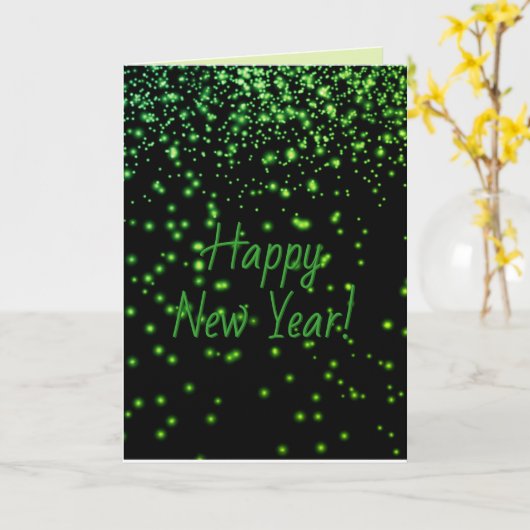 Green Glow FAPPY NEW YEAR Personalisierte Karte (Gelbe Blume)