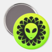 Green Glow Space Aliens Head Magnet (Vorderseite/Rückseite)
